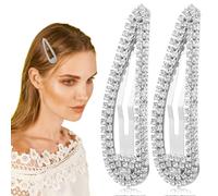 NESTINGHO 2pcs Decorative Hair Clips Water Drop Alloy Metal Snap Clips with Rhinestone for Accessorizing Ponytail Suitable for Straight or Curly Hair at Parties and Proms