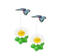 NESTINGHO 2pcs Electric Cat Teasing Sticks Rotating Simulated Flowers Plastic Cat Interactive for Home Playing Battery Not Included Random Color