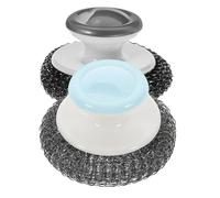 NESTINGHO 2pcs Heavy-duty Steel Wire Dish Scrubber with Ergonomic Handle for Kitchen Cleaning Non-scratch Pan and Pot Scrubber Brush Material for Tough Grease and Dirt Removal