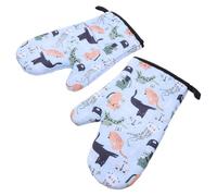 NESTINGHO 2pcs Microwave Heat Resistant Oven Mitts Soft Cotton Thickened Baking Gloves for Home Use, for Housewarming and Holidays