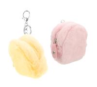 NESTINGHO 2pcs Mini Cute Plush Coin Pouch Keychain for Women, Compact and Portable Cartoon Wallets with Key Organizer, High Aesthetic Appeal and Soft Plush Material for Everyday Use