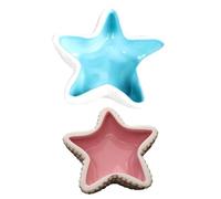 NESTINGHO 2pcs Pet Feeding Bowl Pet Food Container Ceramic Five-pointed Star Shape Lead-free Sturdy Not Easy to Break Lovely Beautiful Simple Design
