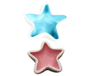 NESTINGHO 2pcs Pet Feeding Bowl Pet Food Container Ceramic Five-pointed Star Shape Lead-free Sturdy Not Easy to Break Lovely Beautiful Simple Design
