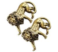 NESTINGHO 2pcs Retro Mini Lion Figurines Brass Desktop Decor High Hardness and Not Easy to Deform, Stylish Antique Lion Decoration for Feng Shui Ornaments and Home Desktop