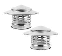 NESTINGHO 2pcs Stainless Steel Chimney Cap Round Cone Shaped with Mesh Grid Structure and Wind Resistance for Fireplace Chimney Outdoor Home Use Protection