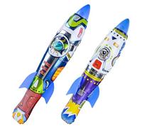 NESTINGHO 2pcs Throwing Rocket for Outdoor Use with Squeeze Tail Launch, Plastic and Aluminum Film Material, for Aviation Themed Parties and Active Play