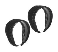 NESTINGHO 2pcs Wide Black Hair Bands with Teeth Non-slip Breathable Mesh Lace Headbands Thick Large Head Wraps for Women on Various Occasions