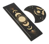 NESTINGHO 2pcs Wooden Tarot Card Holder Stand for Meditation Activities and Bar Use, Elegant Black Wood Material with Moon and Rectangular Shapes, Space-saving Divination Accessory to Create