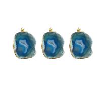 NESTINGHO 3 Pcs Blue Agate Stone Pendant Charms Mini Hanging Ring Design and Fine Workmanship, Crystal DIY Accessories for Necklace and Keychain, for Cosplay Style Costume