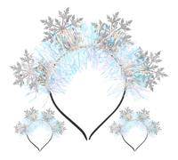 NESTINGHO 3 Pcs Christmas Snowflake Headbands for Women, Lightweight Silver Glitter Felt Fabric Hair Accessories, Eye-catching Xmas Party Photo Prop Headband