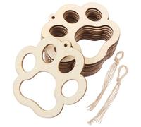 NESTINGHO 30pcs Eco-Friendly Wooden Pendant Set with Pre-drilled Holes, Hanging Craft Ornaments with 30 Cotton Ropes, Natural Wood Slices for DIY Decorations and Xmas Tree Crafts