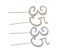 NESTINGHO 35 Silver Gold Rhinestone Number Cake Topper Set for Birthday Anniversary Decorations, Sparkly Metal 35Th Cake Decoration for Party Celebrations