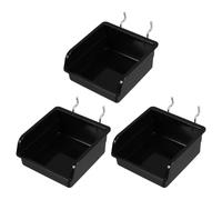 NESTINGHO 3pcs Black Pegboard Organizer Bins for Home and Office, Square Shape with Firm and Reliable Pp and Iron Material, Convenient Tool Storage and Garage Organization Accessories