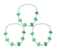 NESTINGHO 3pcs Green Shamrock Necklaces Plastic St Patrick's Day Party Accessories Eye-catching and Practical Jewelry for Parade and Festival