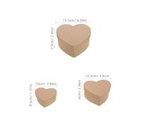 NESTINGHO 3pcs Heart Shaped Treasure Boxes Cardboard Small Crafts Box, Khaki, for Storing Candies and Small Presents, Valentine's Day, Mother's Day, Birthdays