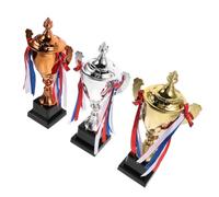 NESTINGHO 3pcs Plastic Sports Trophy Set with Gold Silver Bronze Finish for School Events and Baseball Prize, Featuring Distinctive Recognition and Elegant Metal-like Appearance