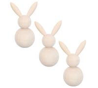 NESTINGHO 3pcs Unfinished Wooden Bunny Doll Kit for Easter Bunny Craft Project, Splinter-Free Natural Wood Rabbit Figurines, Interactive and Gentle the Touch, for Art Craft and Home