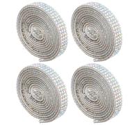 NESTINGHO 4 Rolls Ab Color Rhinestone Ribbon Tape Self Adhesive 4 Rows 0.9cm Wide Sparkling Bling Strips for Wrapping Clothing Jewelry Crafts Decoration