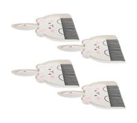 NESTINGHO 4 Sets Compact Mini Broom and Dustpan with Cute Rabbit Design Lightweight Plastic Handheld Brush for Desk and Small Space Cleaning Portable for Home Kitchen Office Use