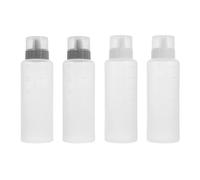 NESTINGHO 4pcs 350ml Kitchen Squeeze Sauce Bottles with Scale, White Pp and Pe Material Condiment Dispensers, Good Sealing Effect for Salad Dressing, Ketchup, and Bbq Use