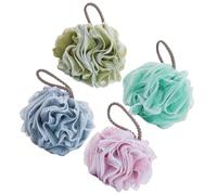 NESTINGHO 4pcs Bath Shower Sponges with Hanging Rope, Strong Foaming and Exfoliating Mesh Body Scrubbers for Families and Travel, Soft Pe Material Honeycomb Bath Balls