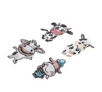 NESTINGHO 4pcs Creative Cartoon Cow Iron-on Applique Patches for Bags and Clothes, Delicate Cloth Sewing Patches for Manual Crafts and Daily Life Decoration