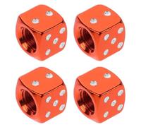 NESTINGHO 4pcs Dice Style Tire Caps Aluminium Alloy Orange Valve Stem Covers Stylish Trendy Unique Protection against The Elements Withstands Daily Use Suitable for Car Models