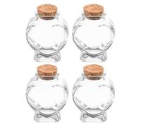 NESTINGHO 4pcs Heart Shaped Glass Empty Bottles with Cork Lids 50ml Capacity Decorative Origami Craft Containers for DIY Use and Art Storage of Small Objects