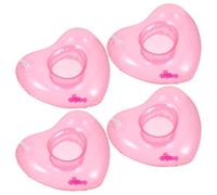 NESTINGHO 4pcs Inflatable Floating Heart-shaped Drink Holders PVC Pool Floats for Outdoor Summer Parties and Beach Use