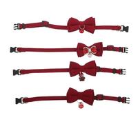NESTINGHO 4pcs Red Pet Wedding Collar Set Bow Tie, Bell, and Heart Pendant - Breakaway Safety Kitten and Puppy Collar Decorative Pearls and Paw Print Charm