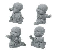 NESTINGHO 4pcs Sandstone Kung Fu Monk Statues for Zen Garden Ornaments and Desk Decor, Asian Aesthetic Feng Shui Sculpture Providing Spiritual Inspiration and Decorative Buddha Figurines