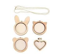 NESTINGHO 5 Pcs Mini Wood Hoops Cross Stitch Embroidery Rings for Crafting and Stitching, Easy to Assemble Wooden Frames with Gold Bead Chain and Two Fixing Wood Pieces, Hand-Made Decoration
