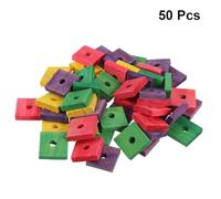 NESTINGHO 50 Pieces DIY Parrot Wood Chip Mixed Color Bird Chewing Blocks Safe Educational Playset for Parakeets Cockatiels and Small Birds Skill Development