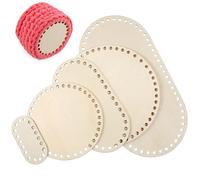 NESTINGHO 5pcs Wood Slice Table Decor Oval Round Crochet Basket Bottoms with Holes for Crafting, Sturdy Construction and Rustic Aesthetic Wood Bases for DIY Basket Making