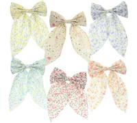 NESTINGHO 6 Pcs Large Hair Bow Clips for Women and Attractive Polyester Bow Hair Clips for Beauty Pageant and Engagement