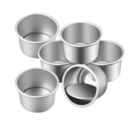 NESTINGHO 6pcs 2-inch Round Cake Mold Pans Set with Removable Bottom Aluminum Alloy Baking Tins for Cheesecake and Baking Non-Stick Round Cake Pans for Home Kitchen Use