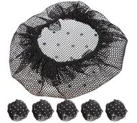 NESTINGHO 6pcs Black Polyester Ballet Hair Bun Net for Women, Elegant Rhinestone Hairnet Cover to Decorate Hair and Create a Chic Look, for Ballet and Dance