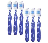 NESTINGHO 6pcs Short Handle Toothbrush Set with Large Ergonomic Grip for Effective Cleaning, Made of Sturdy Pp, TPR and Nylon, for Inmates and Travel Use