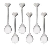 NESTINGHO 6pcs Stainless Steel Heart Shape Dessert Spoons for Cake and Coffee Mixing, Adorable and Practical Kitchen Spoons with Bright and Delicate Design, for Home Use