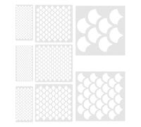 NESTINGHO 8pcs Fish Scale Stencil Set Lightweight Flexible Pet Templates for Painting and Sketching in Classrooms, Reusable White Scale Pattern Painting Stencils for DIY Wall Art and Crafts