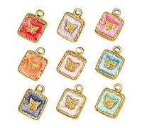NESTINGHO 9pcs Butterfly Pendants Charm Jewelry Metal Butterfly Charms Necklace Pendants Enamel Craft Enamel Colorful Animal Metal