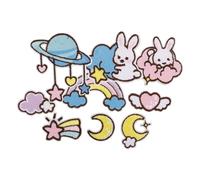 NESTINGHO 9pcs Embroidered Appliqué Patch Set for Clothes Repairing and Mend Backpacks, Creative Polyester Iron-on Patches with Rabbit and Planet Shapes, for DIY Clothing Decoration