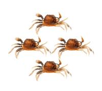 NESTINGHO Artificial Crab Fishing Lures 4Pcs 3D Soft Imitation Bait with Hooks in Brown Red for Extended Sea and Freshwater Angling
