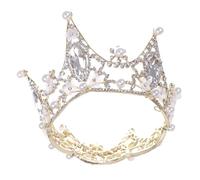 NESTINGHO Baroque Style Wedding Crown for Women with Pearl and Crystal Flower Design, Shining Bridal Tiara Headband Encrusted with Rhinestones, Elegant Alloy Hair Accessory for Special