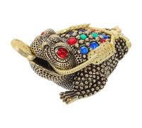 NESTINGHO Brass Hollow Three-legged Toad Sculpture Small Size 7.2x4.4x3.3cm Copper Toad Figurine Desktop Wealth Frog Decor for Home Office Study Feng Shui Accents