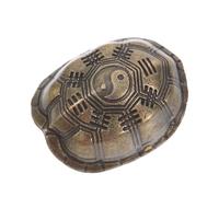 NESTINGHO Brass Turtle Shell Divination Prop for Feng Shui with Fortune Coins, Mini Chinese Tortoise Shell Sculpture for Health and Wealth, Desktop Luck Charm Figurine for Home and Office