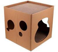 NESTINGHO Cat House Indoor Cardboard Scratcher 30x30x30cm Semi-enclosed Double-sided Corrugated Cat Scratching Pad for Kittens