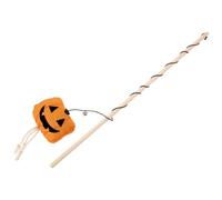 NESTINGHO Cat Stick Teasing Wand Orange with Bell Wood Stick and Plush Cloth for Cat Pumpkin Halloween and Kittens Home Use