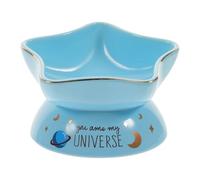 NESTINGHO Ceramic Cat Food Bowl Elevated Raised Cat Feeding Bowl with Neck Protection and Spill Prevention Practical Slow Feeder