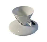 NESTINGHO Ceramic Espresso Cup with Saucer Set 60ml White Porcelain Coffee Cup for Cappuccino and Tea, Sturdy Design with Smooth Edges for Afternoon Tea